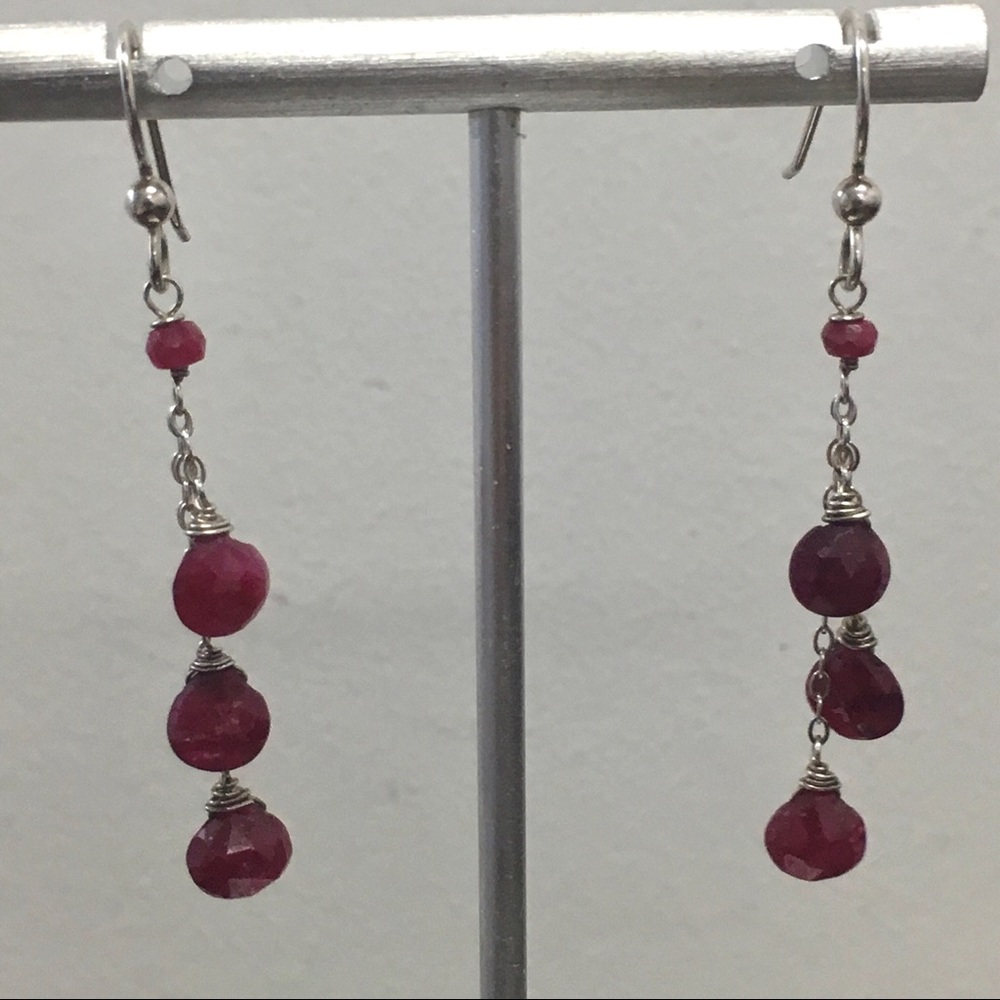 Natural Ruby Dangle Earrings - Picture 6 of 8